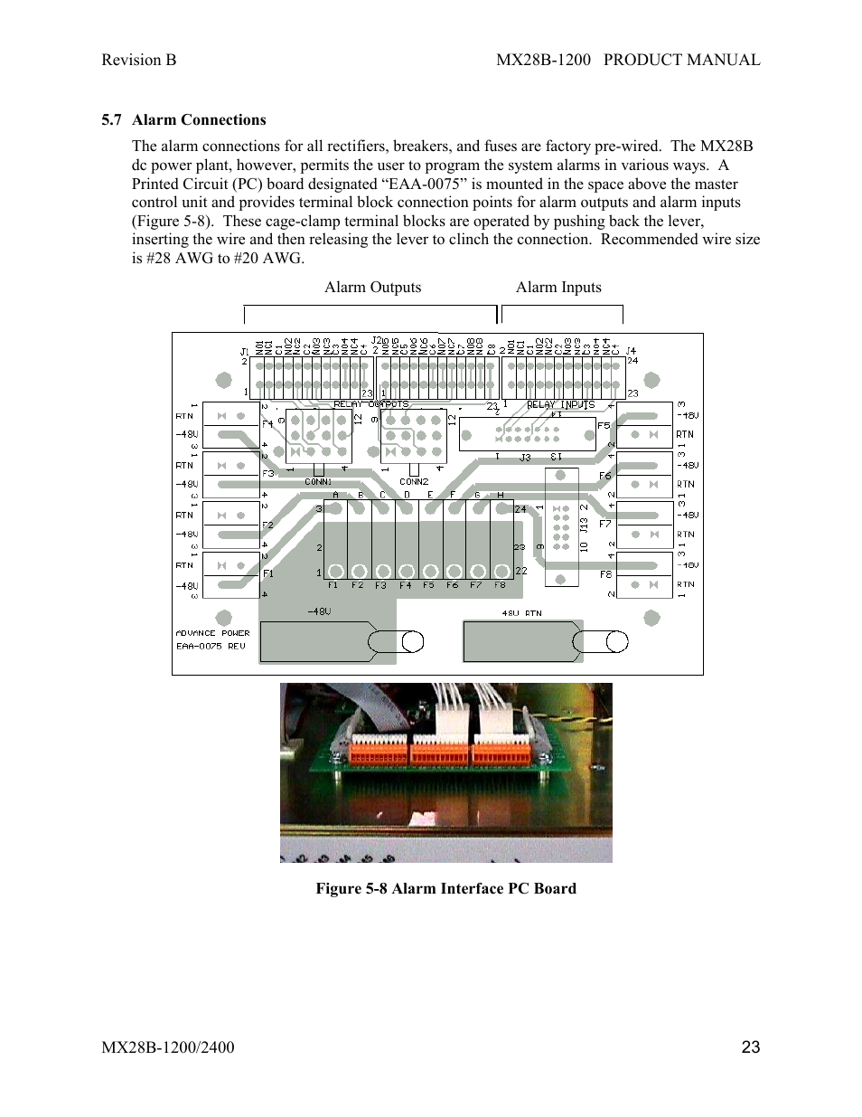 Alarm connections | APC DC Power Plant MX28B-1200 User Manual | Page 29 / 54