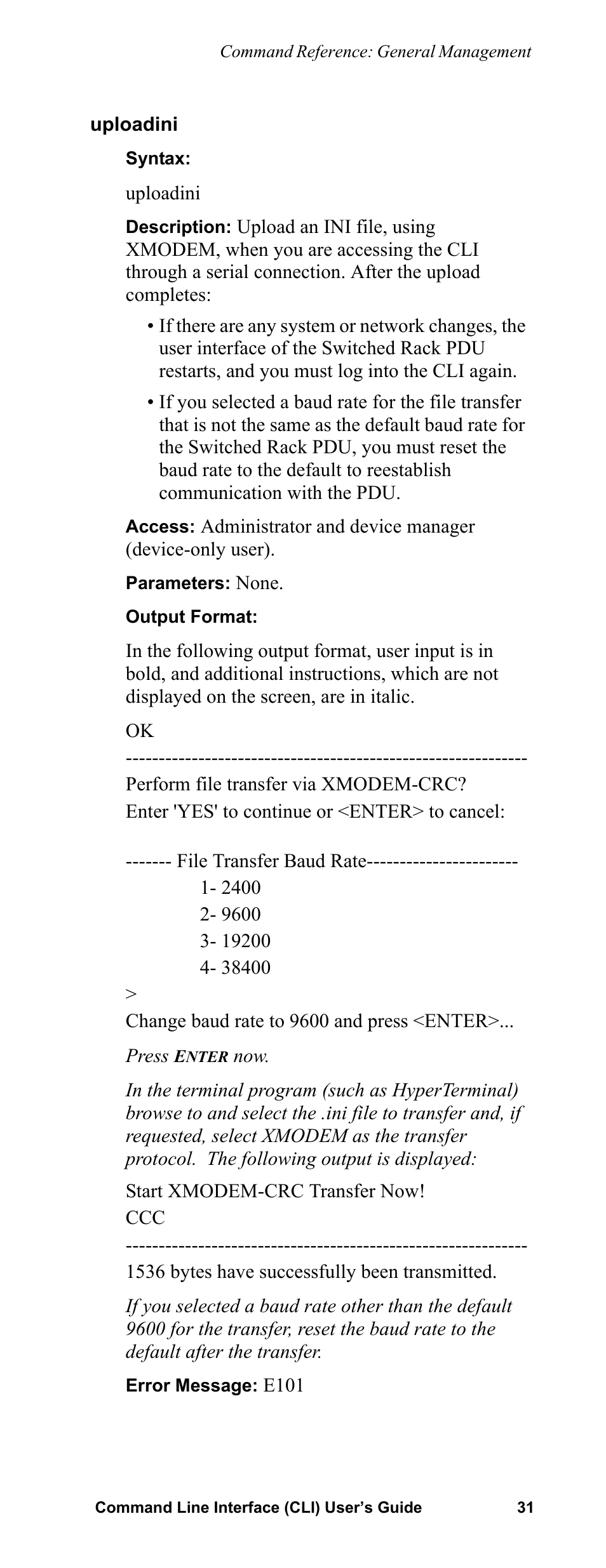 Uploadini | APC Command Line Interface User Manual | Page 35 / 39