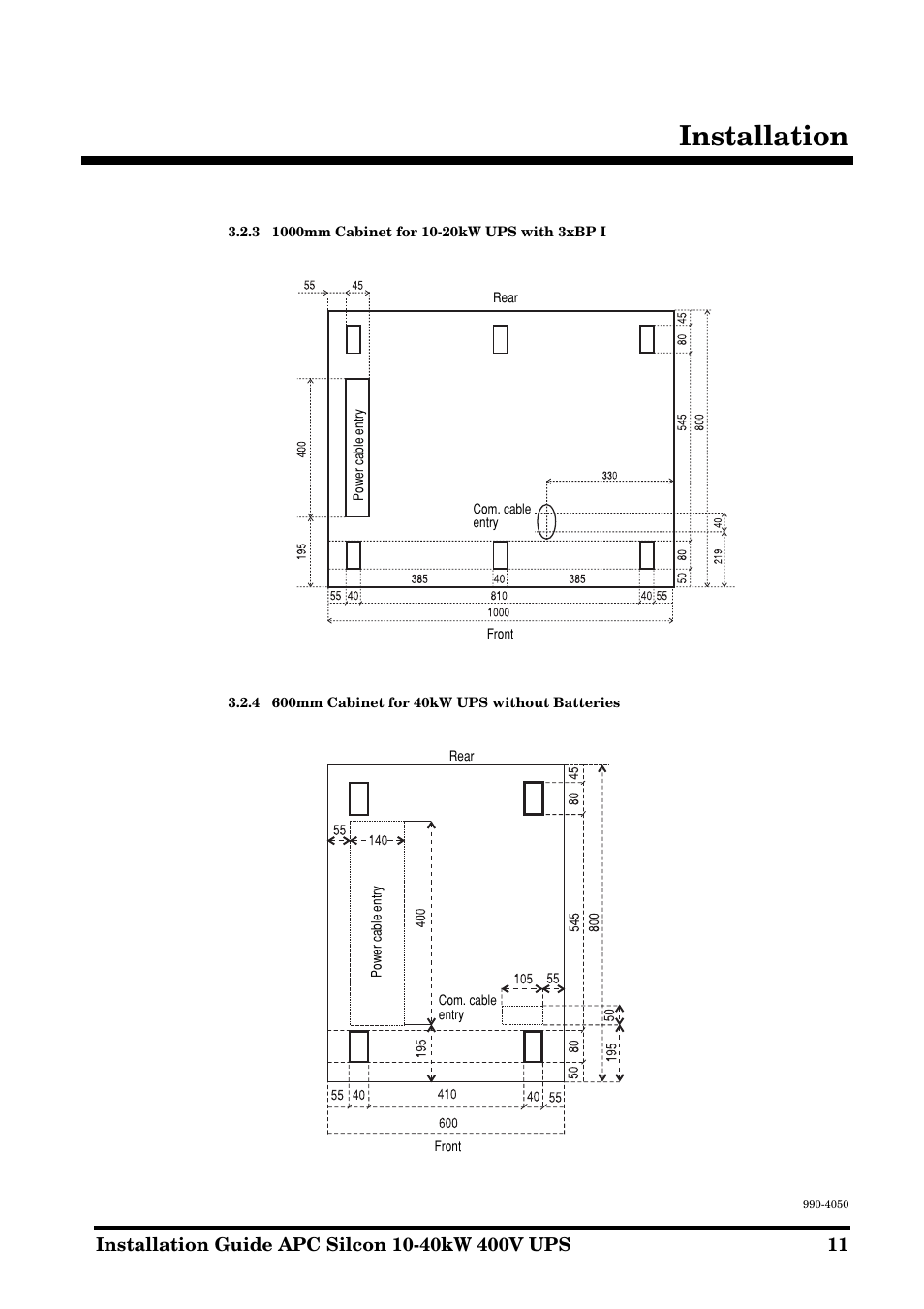 Installation | APC SILCON 10-40KW 400V UPS User Manual | Page 11 / 90