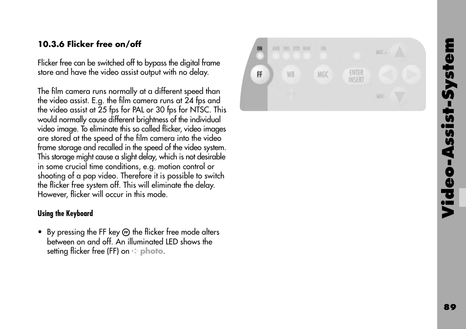 6 flicker free on/off, Video-assist-system | ARRI ARRIFLEX 235 User Manual | Page 89 / 178
