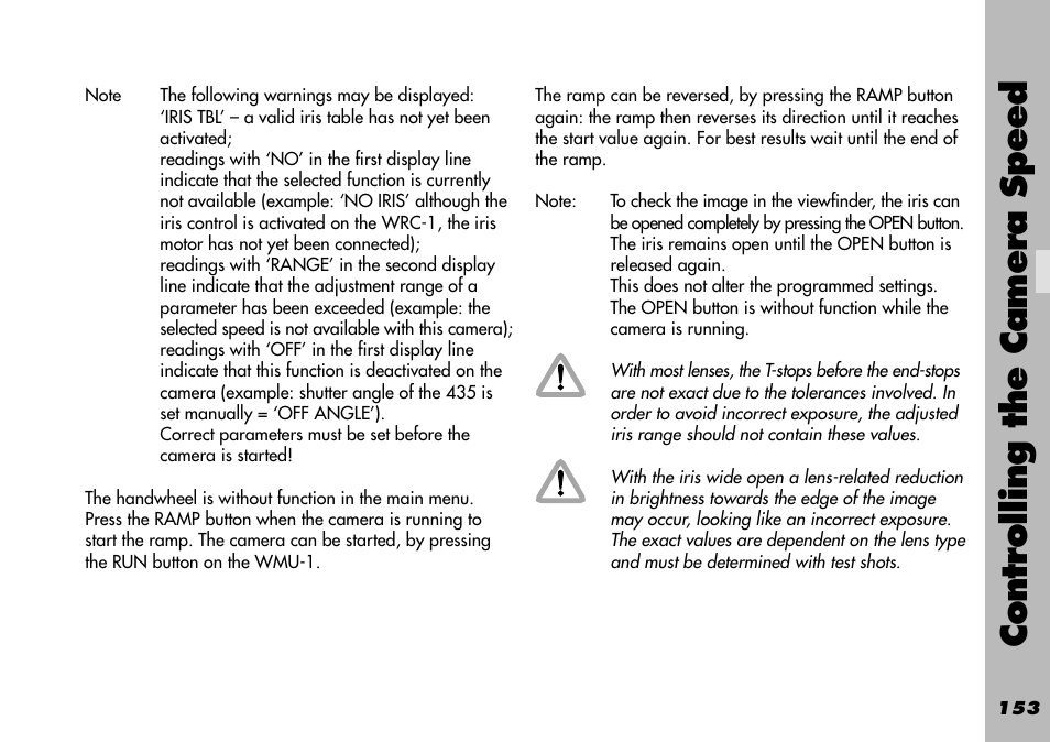 Controlling the camera speed | ARRI WRC-1 User Manual | Page 153 / 196