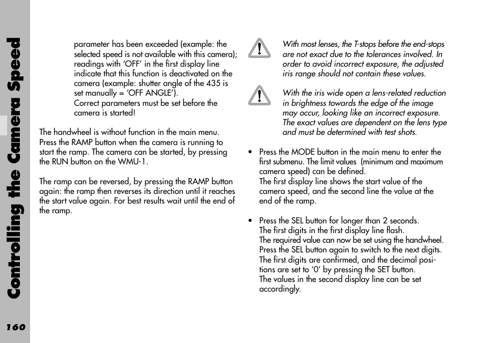 Controlling the camera speed | ARRI WRC-1 User Manual | Page 160 / 196