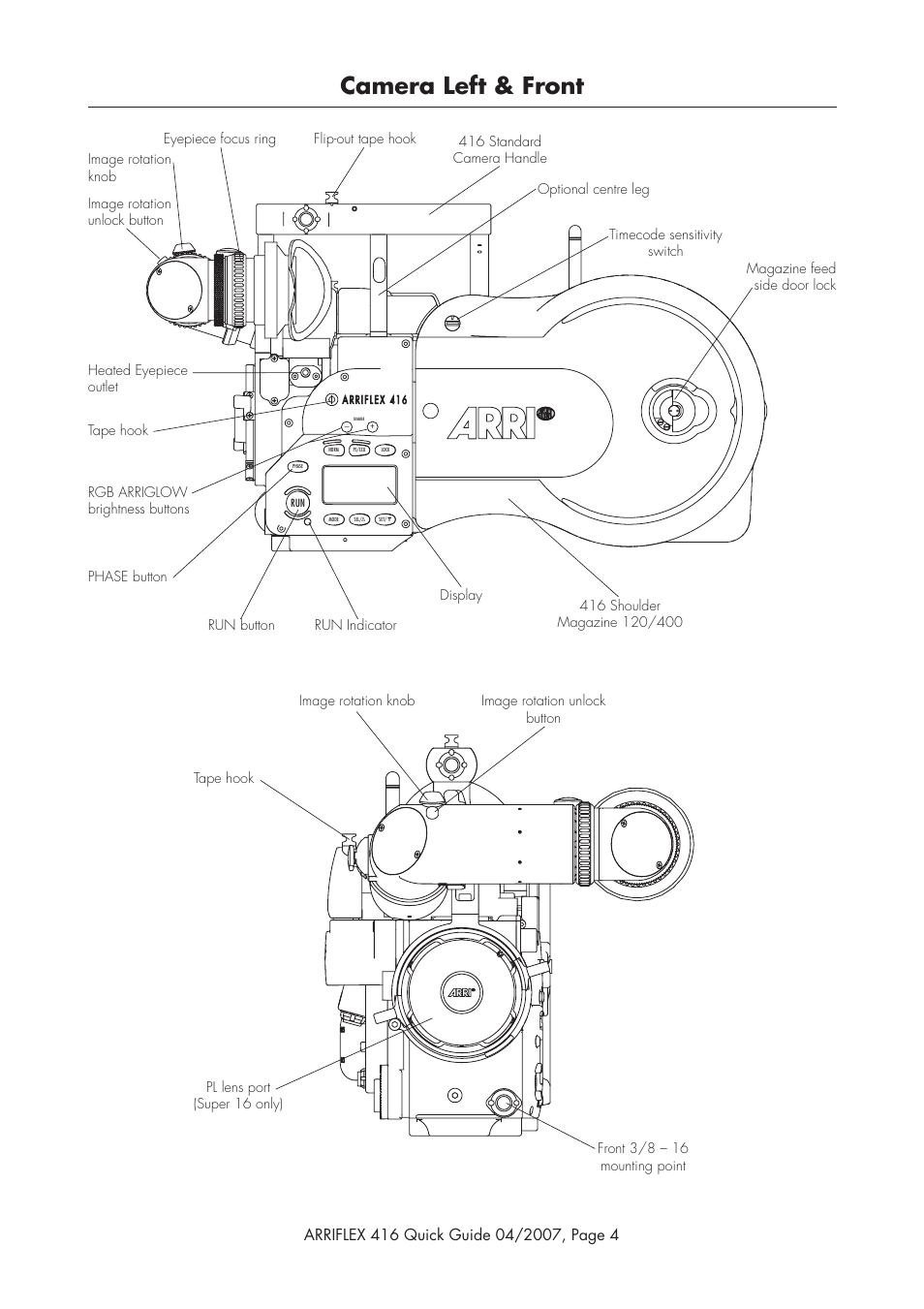Camera left & front | ARRI ARRIFLEX 416 User Manual | Page 4 / 20