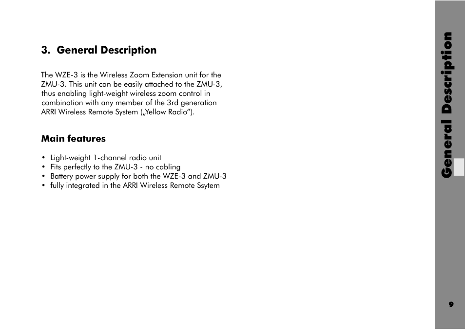 General description | ARRI Wireless Zoom Extension Unit WZE - 3 User Manual | Page 9 / 18