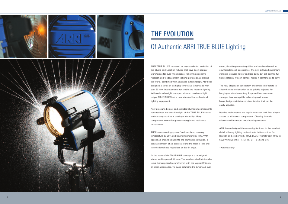 The evolution of authentic arri true blue lighting | ARRI True Blue ST1 User Manual | Page 2 / 6