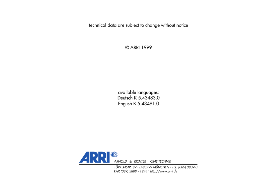 ARRI 535B User Manual | Page 108 / 108
