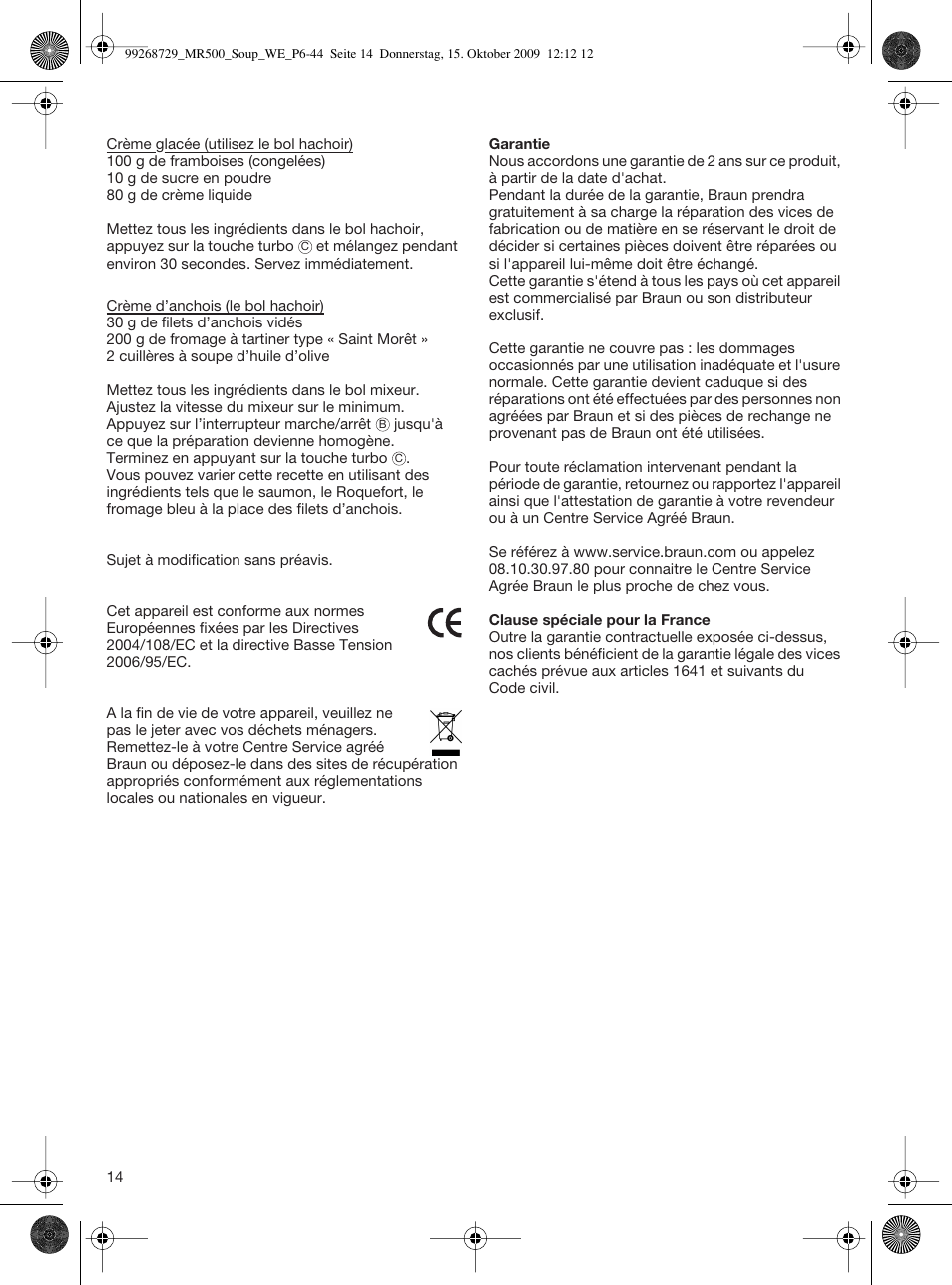 Braun MR 500 Soup User Manual | Page 13 / 40