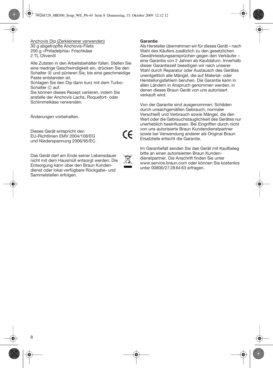 Braun MR 500 Soup User Manual | Page 7 / 40