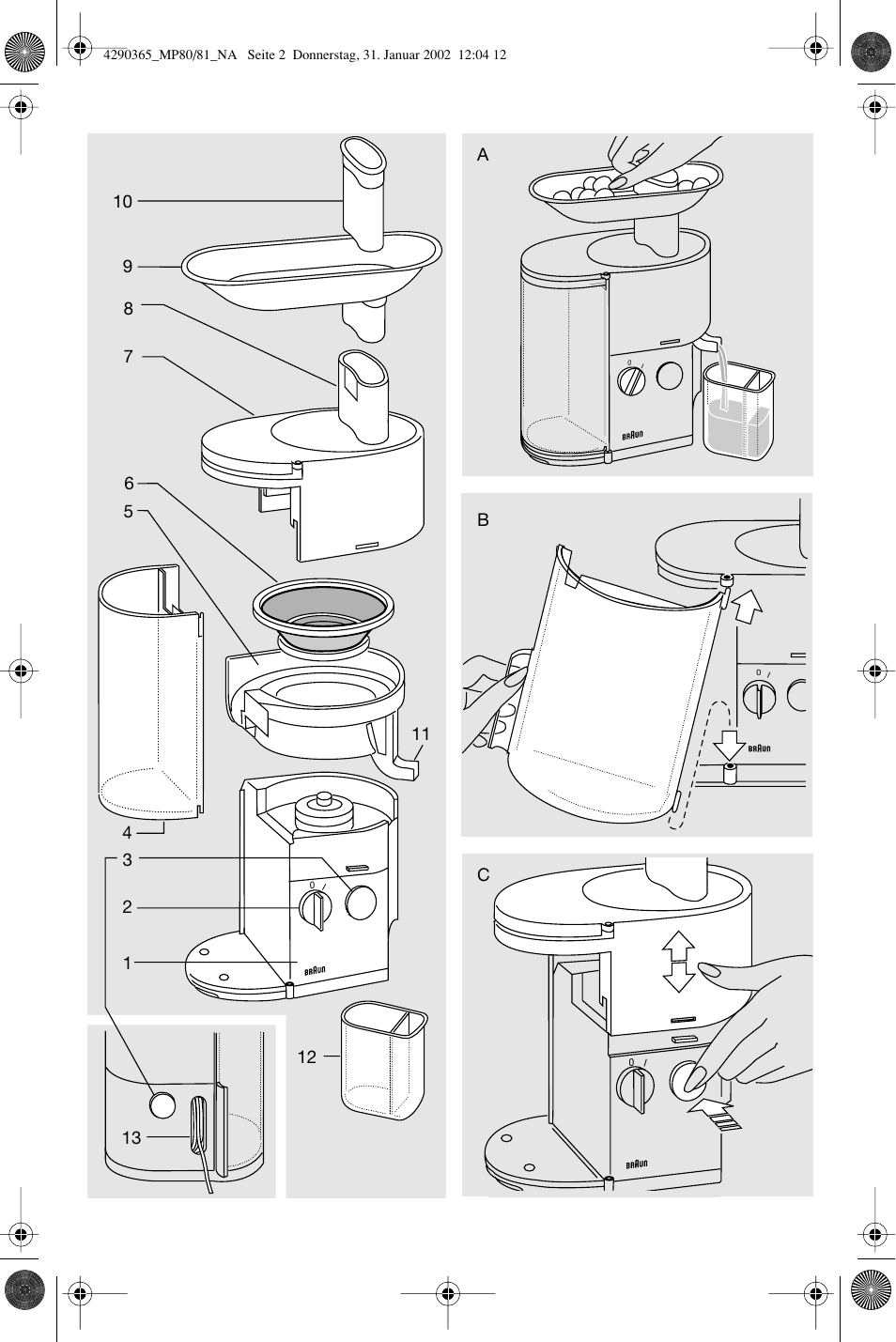 Braun MP80/MP81 User Manual | Page 2 / 14