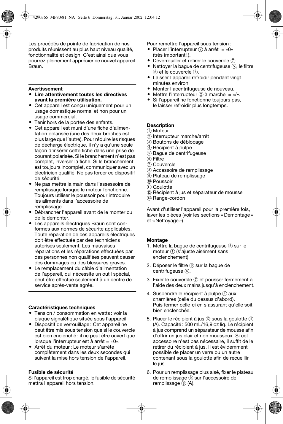 Braun MP80/MP81 User Manual | Page 7 / 14