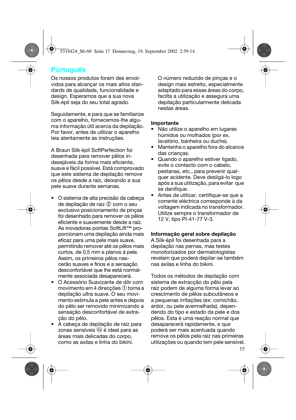 Português | Braun 3790 User Manual | Page 16 / 55