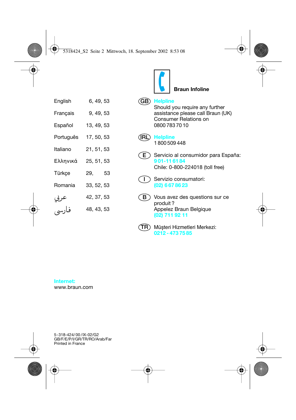 Braun 3790 User Manual | Page 2 / 55