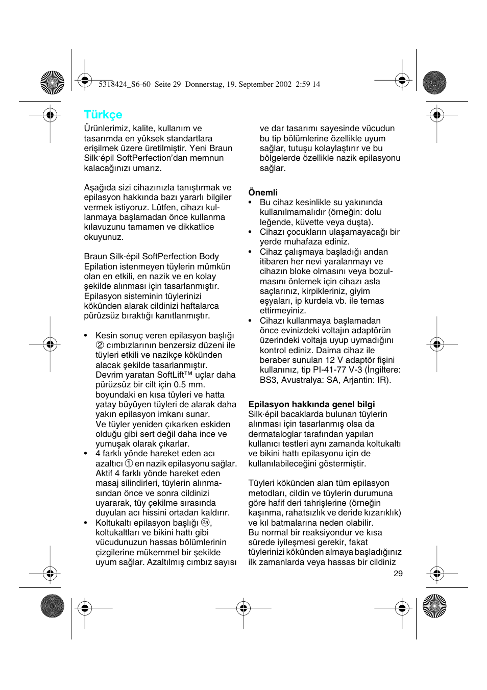 Türkçe | Braun 3790 User Manual | Page 28 / 55
