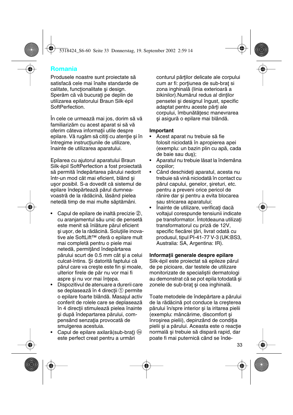 Romania | Braun 3790 User Manual | Page 32 / 55