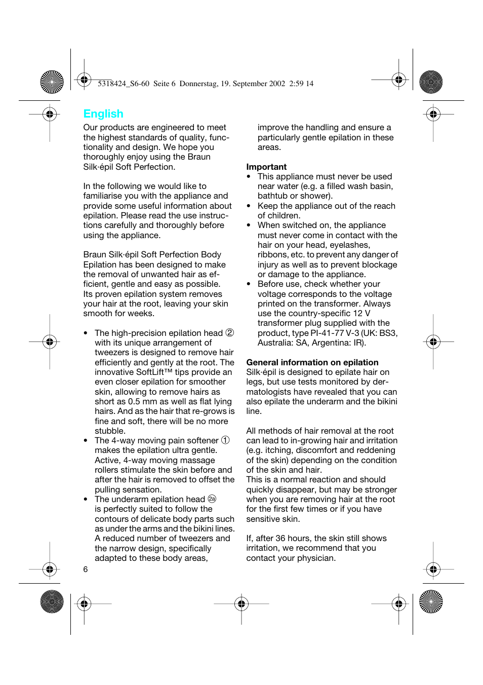 English | Braun 3790 User Manual | Page 5 / 55