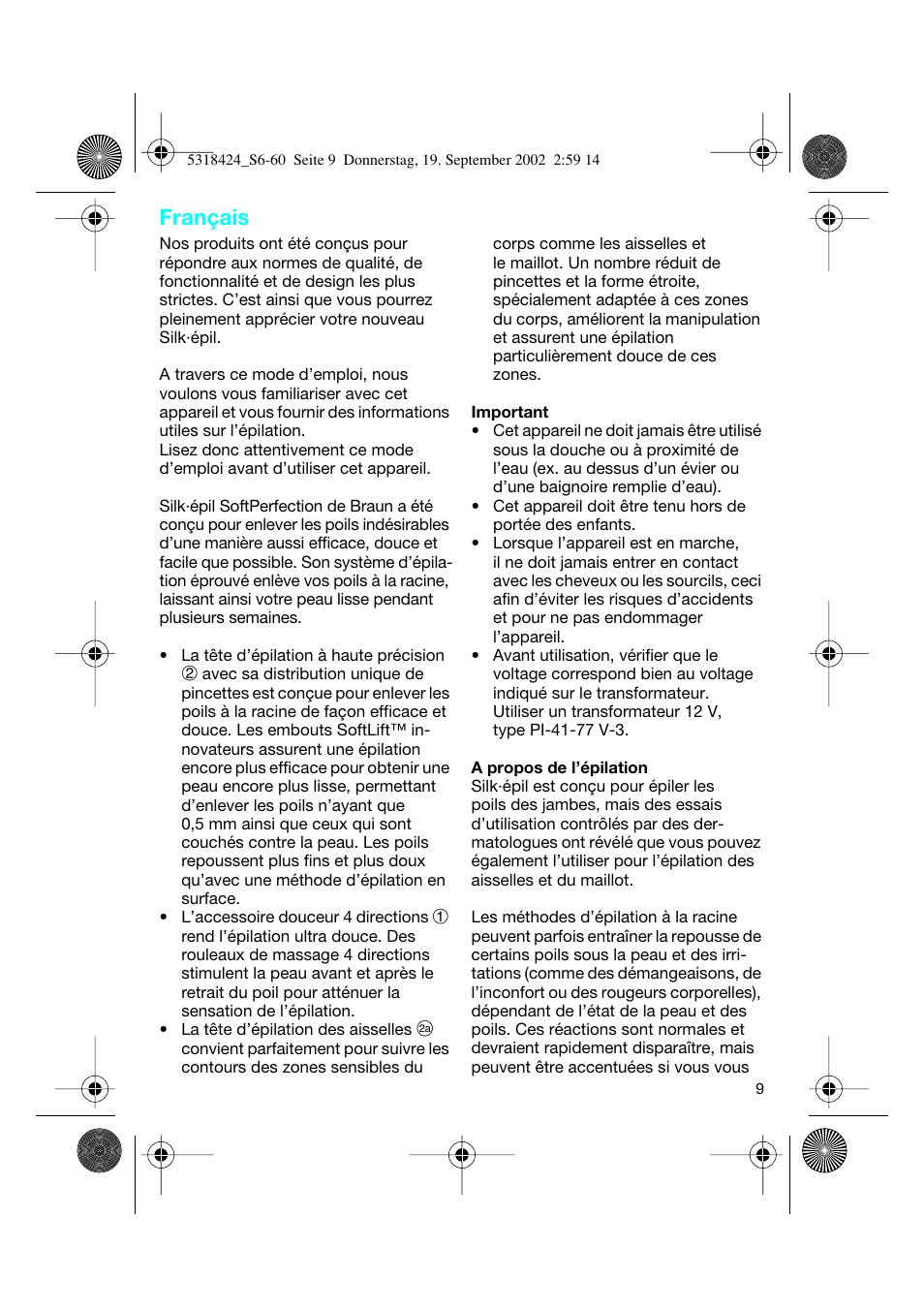 Français | Braun 3790 User Manual | Page 8 / 55
