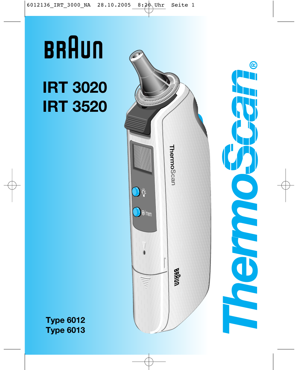 Braun ThermoScan IRT 3020 User Manual | 16 pages