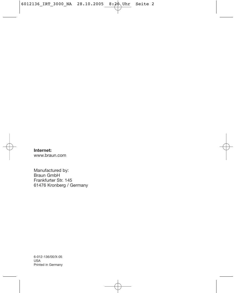 Braun ThermoScan IRT 3020 User Manual | Page 2 / 16