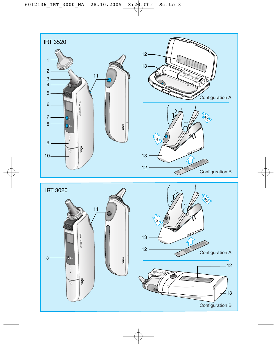 Irt 3020, Irt 3520 | Braun ThermoScan IRT 3020 User Manual | Page 3 / 16