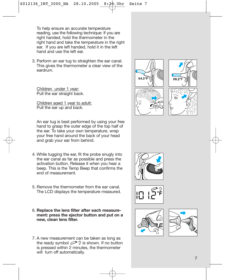 Braun ThermoScan IRT 3020 User Manual | Page 7 / 16