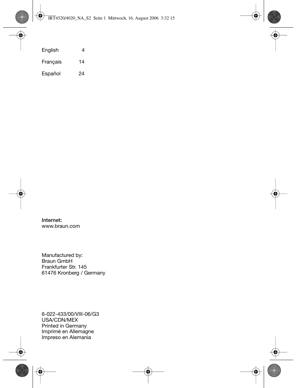 Braun ThermoScan IRT 4520 User Manual | Page 2 / 42