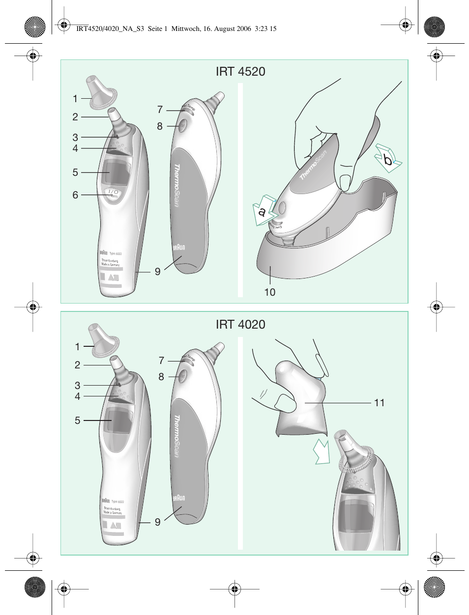 Braun ThermoScan IRT 4520 User Manual | Page 3 / 42