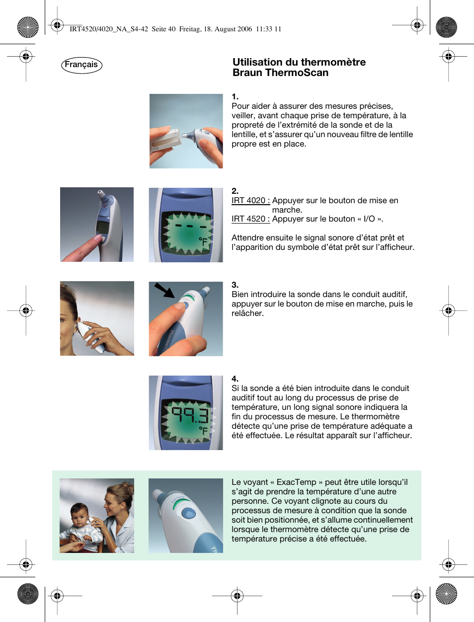Braun ThermoScan IRT 4520 User Manual | Page 40 / 42