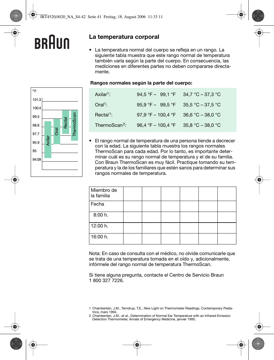 La temperatura corporal | Braun ThermoScan IRT 4520 User Manual | Page 41 / 42