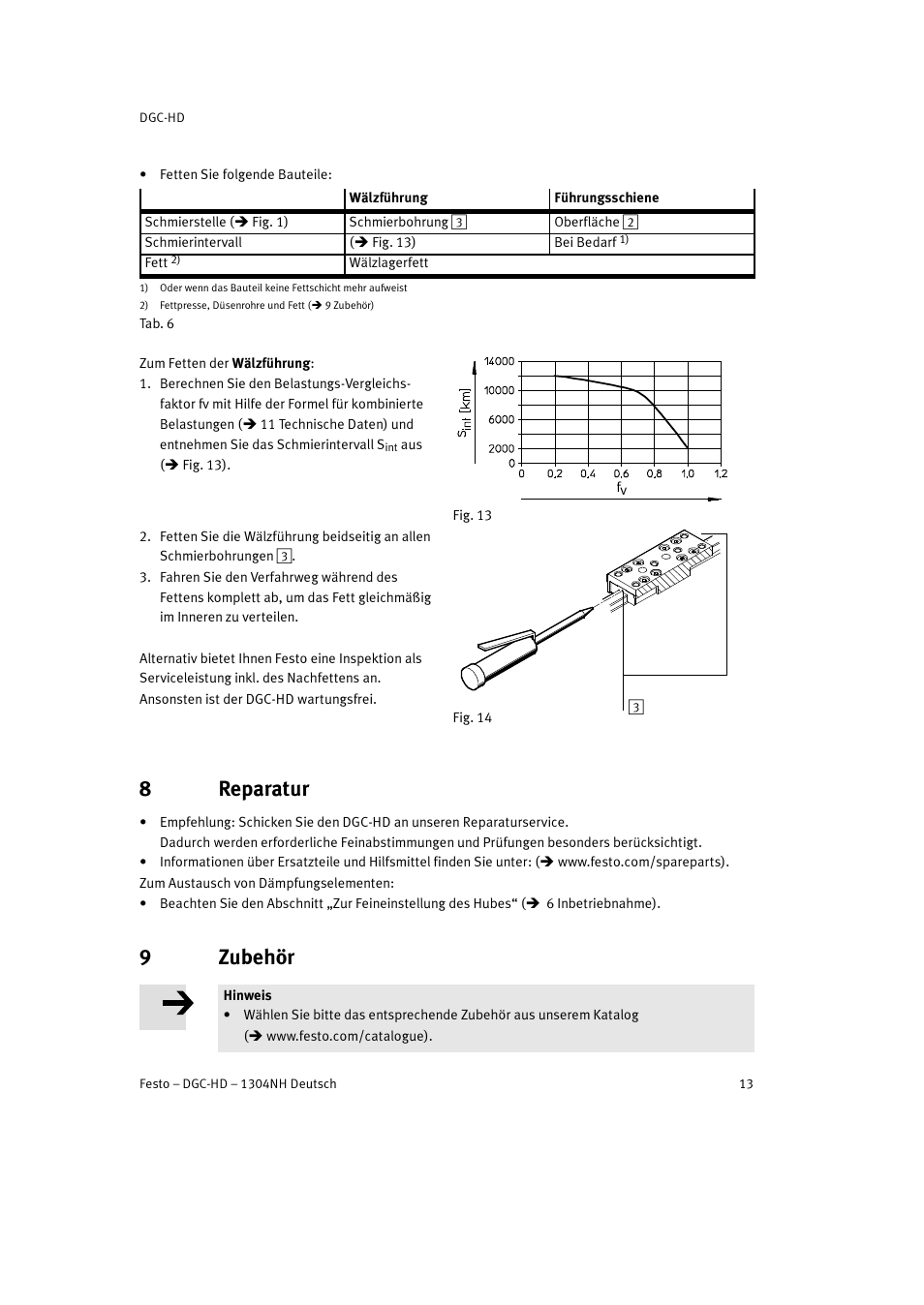 8 reparatur, 9 zubehör, 8reparatur | 9zubehör | Festo DGC-HD User Manual | Page 13 / 88
