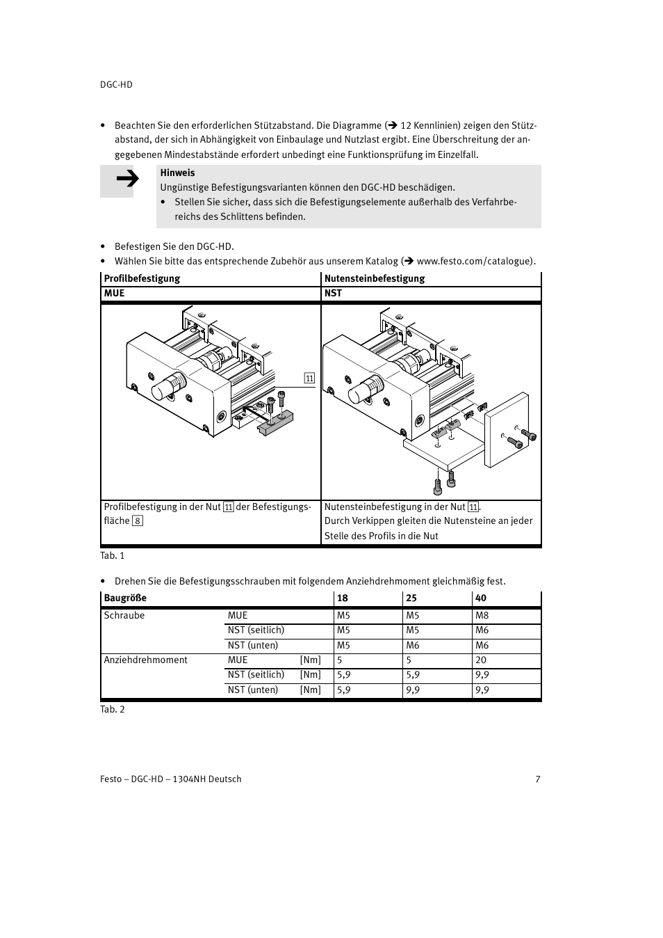 Festo DGC-HD User Manual | Page 7 / 88