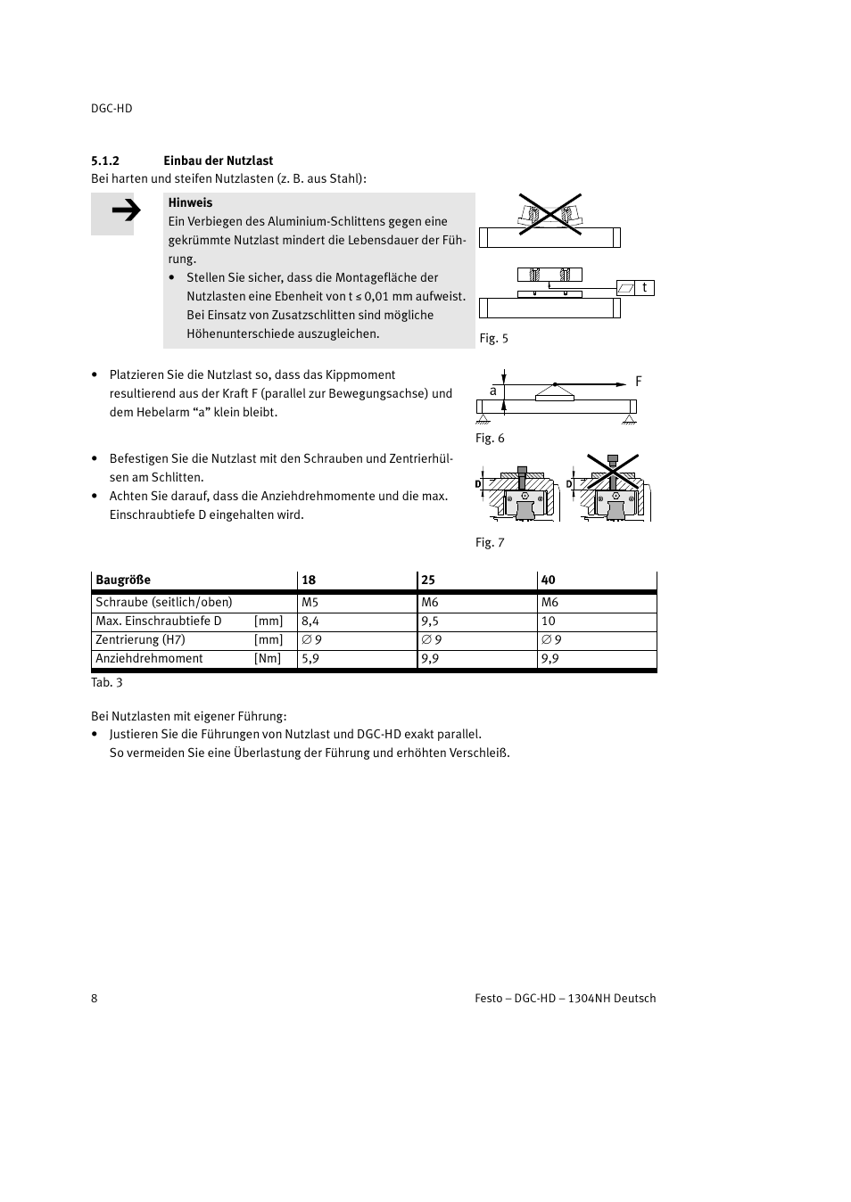 2 einbau der nutzlast | Festo DGC-HD User Manual | Page 8 / 88