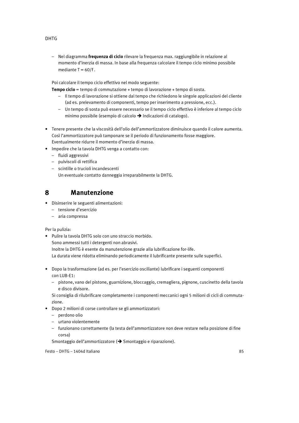 8 manutenzione, 8manutenzione | Festo DHTG User Manual | Page 85 / 112