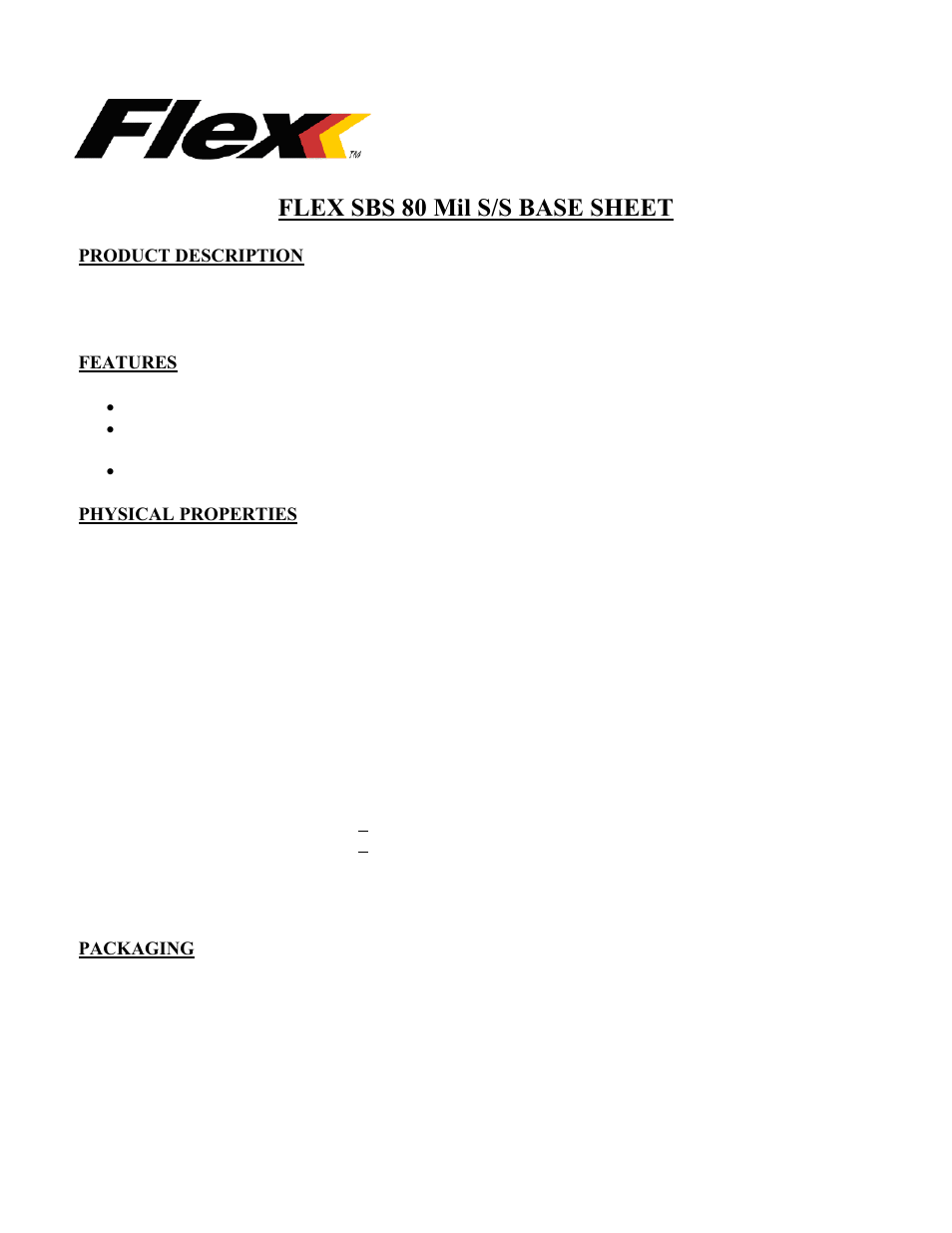 Flex 80 Mil SS Base Sheet User Manual | 2 pages