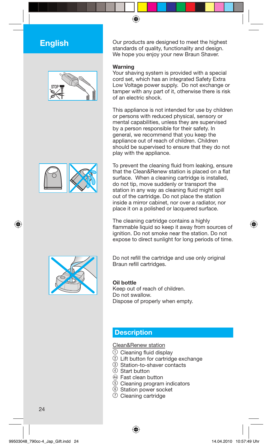 English, Description | Braun 790CC-4 User Manual | Page 24 / 32