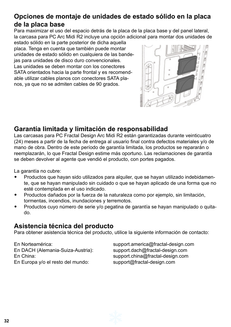 Garantía limitada y limitación de responsabilidad, Asistencia técnica del producto | Fractal Design ARC Midi R2 Solid Side Panel User Manual | Page 33 / 39