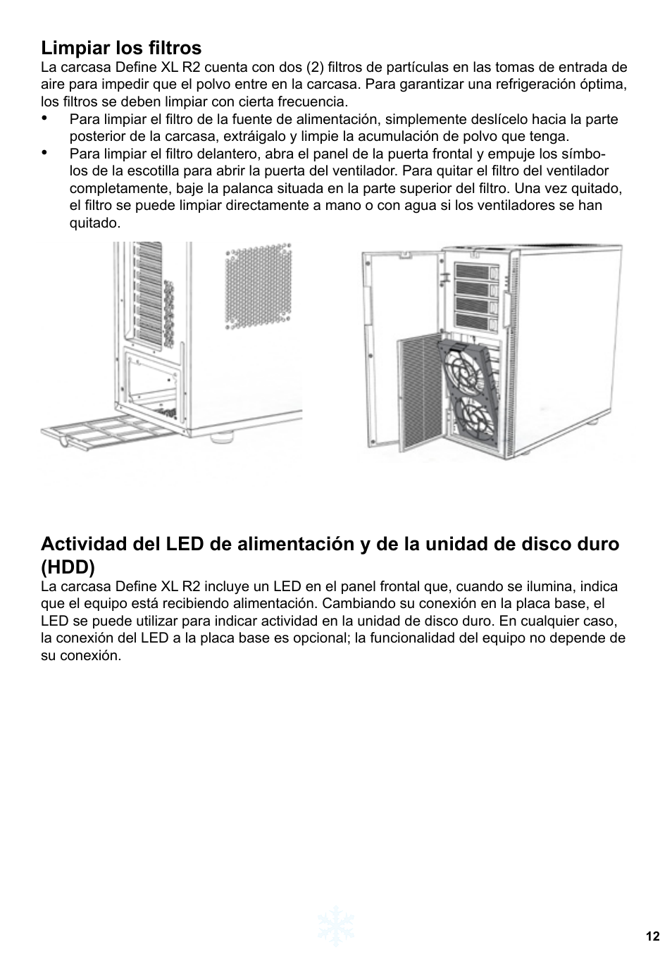 Limpiar los filtros | Fractal Design Define XL R2 Titanium Grey User Manual | Page 13 / 50
