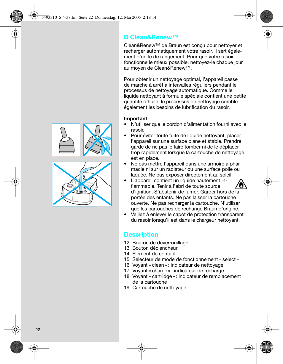 B clean&renew, Description | Braun 7526 User Manual | Page 22 / 35