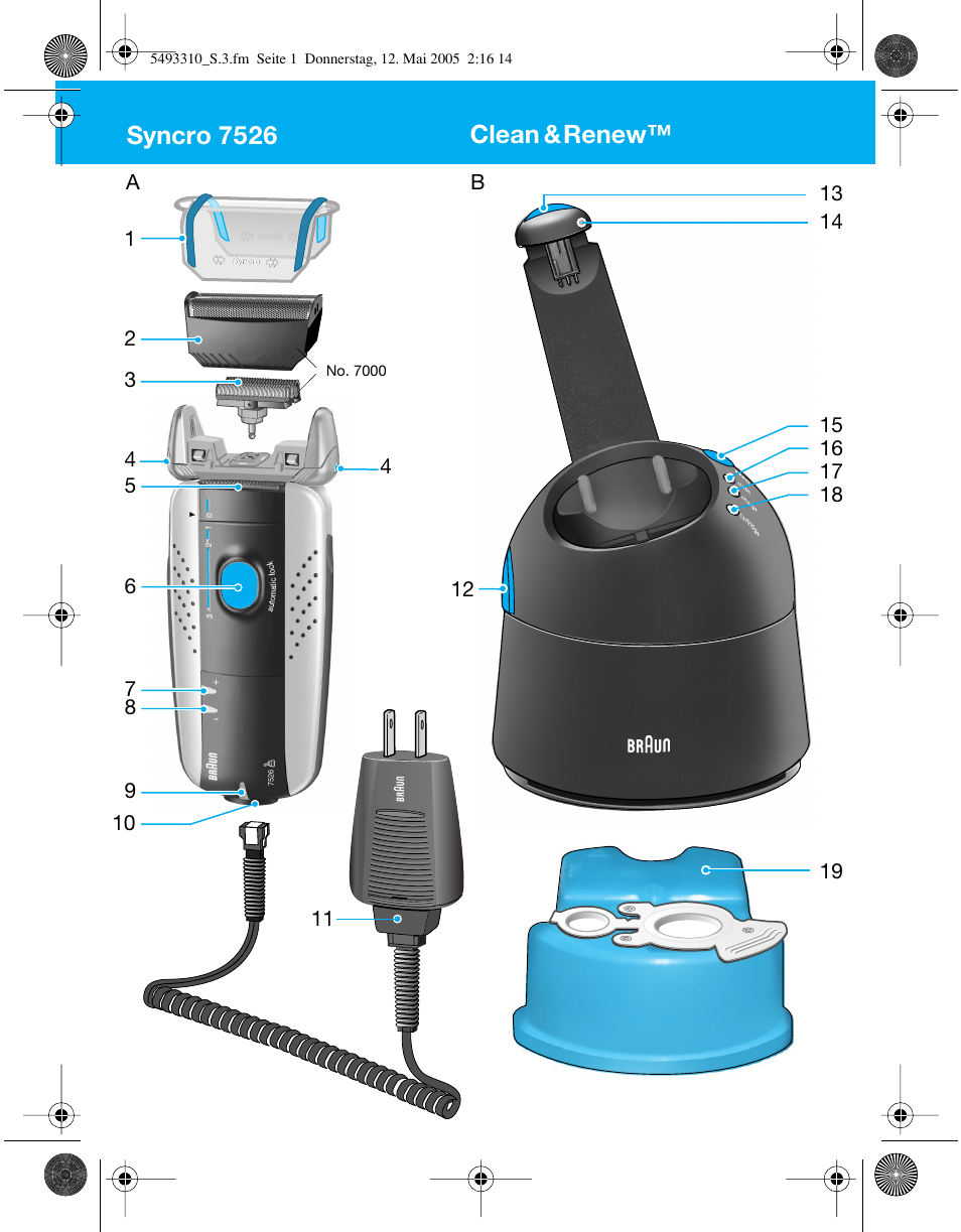 Syncro 7526, Clean &renew | Braun 7526 User Manual | Page 3 / 35