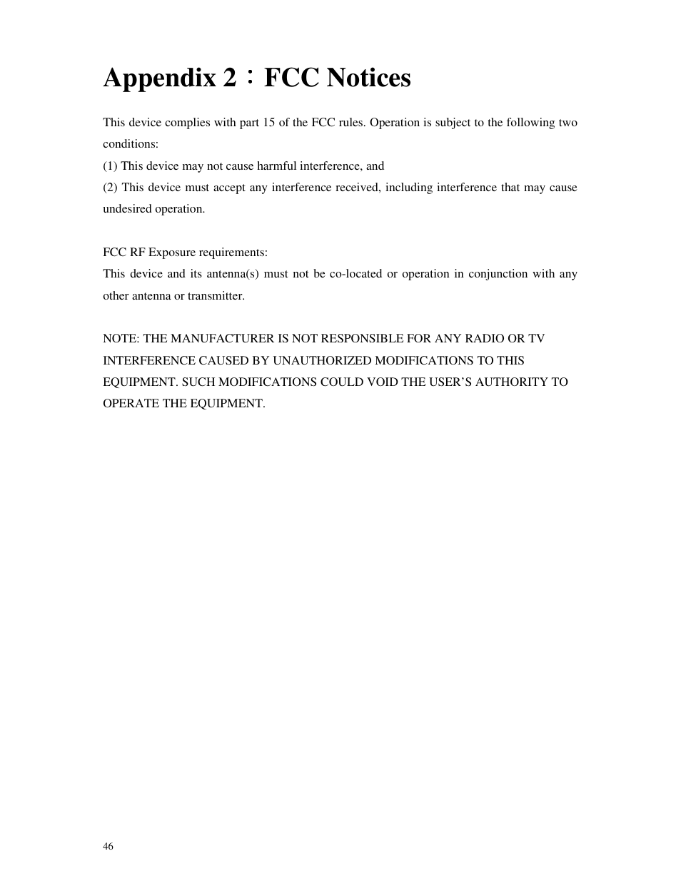 Appendix 2 ： ： ： ： fcc notices | GLOBALSAT GD-102 User Manual User Manual | Page 46 / 46