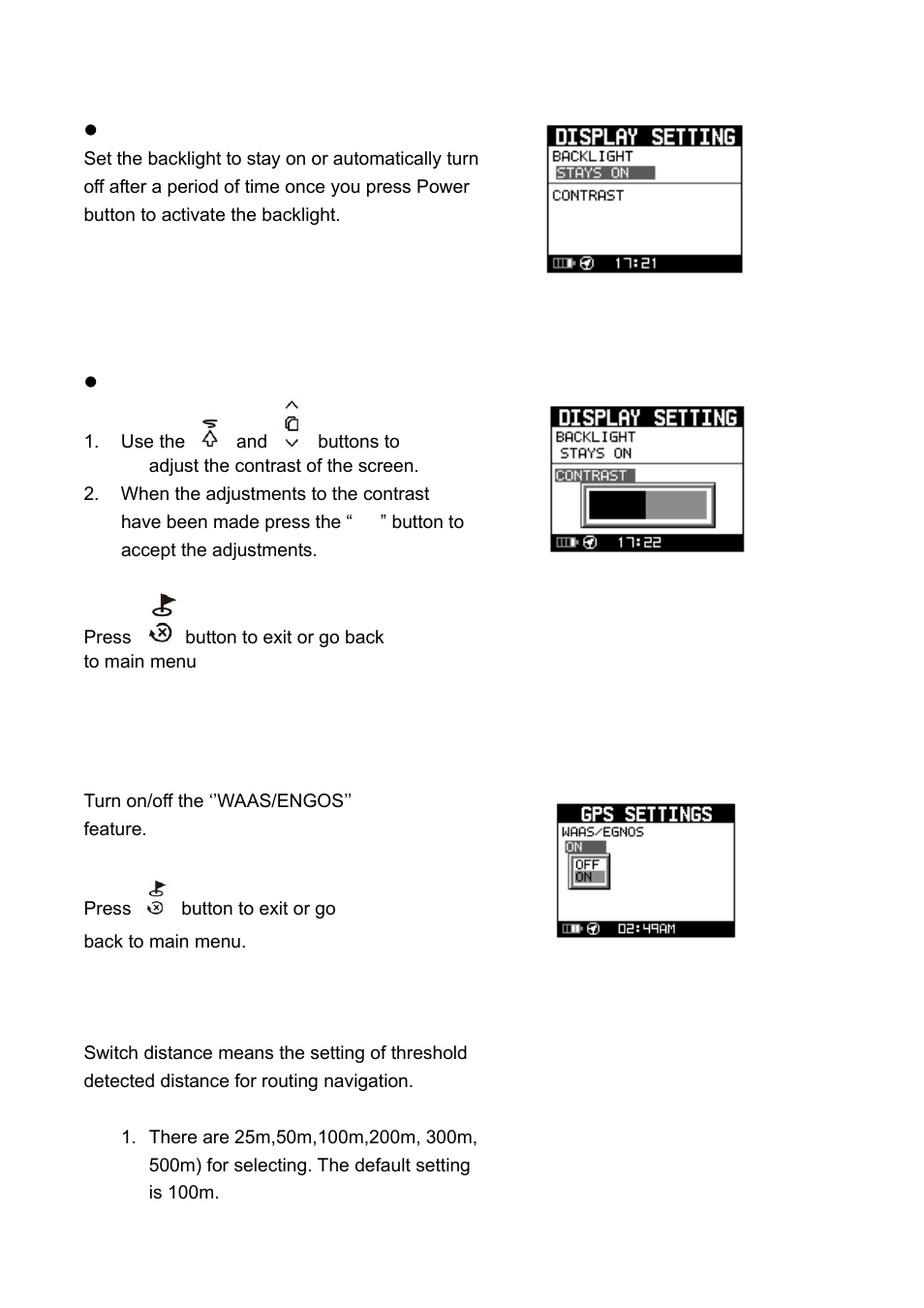 3 display setting, 4 gps setting, 5 route setting | GLOBALSAT GH-561 User Manual User Manual | Page 16 / 48