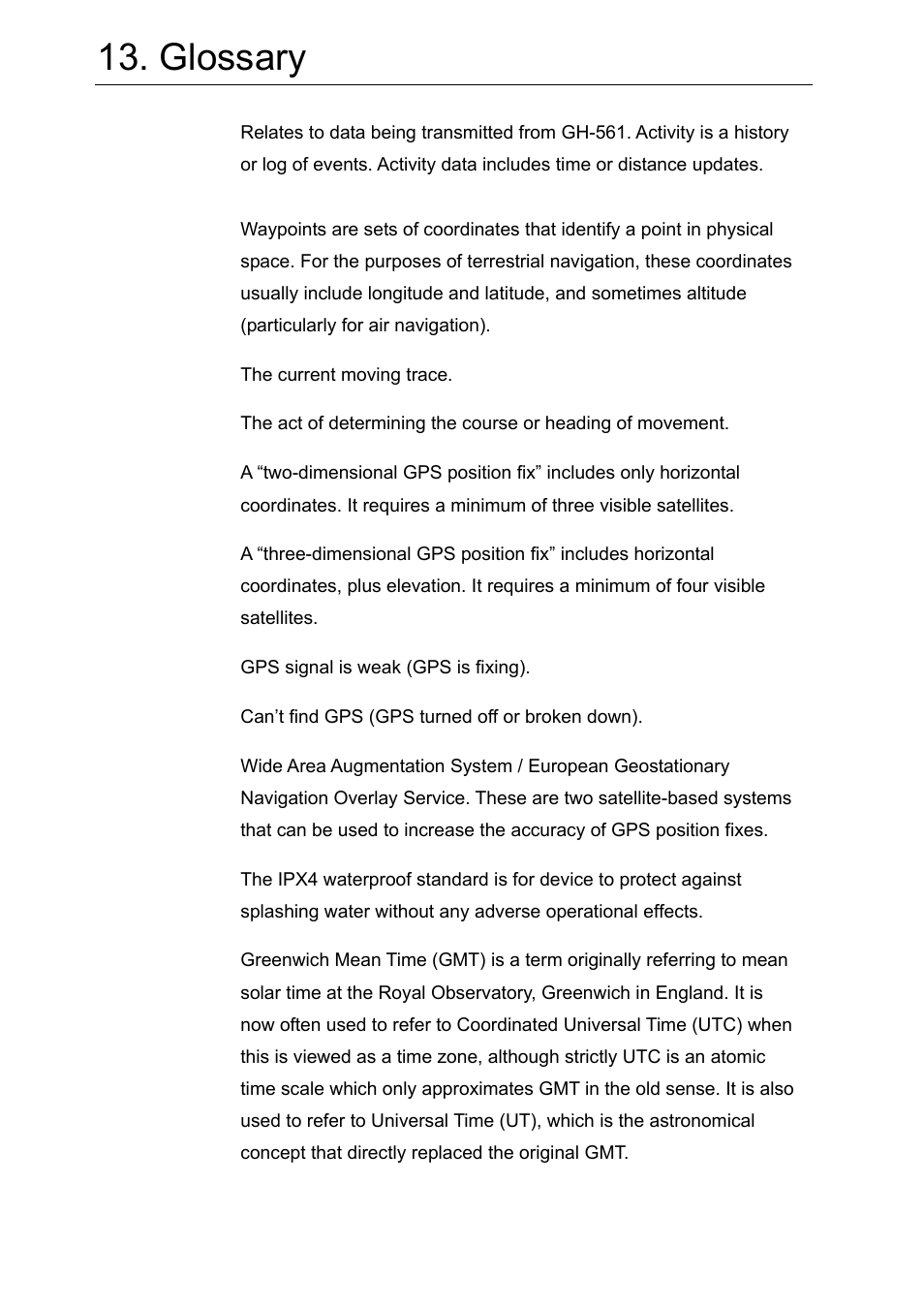 Glossary | GLOBALSAT GH-561 User Manual User Manual | Page 45 / 48