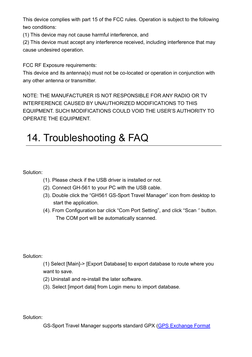 Troubleshooting & faq | GLOBALSAT GH-561 User Manual User Manual | Page 46 / 48