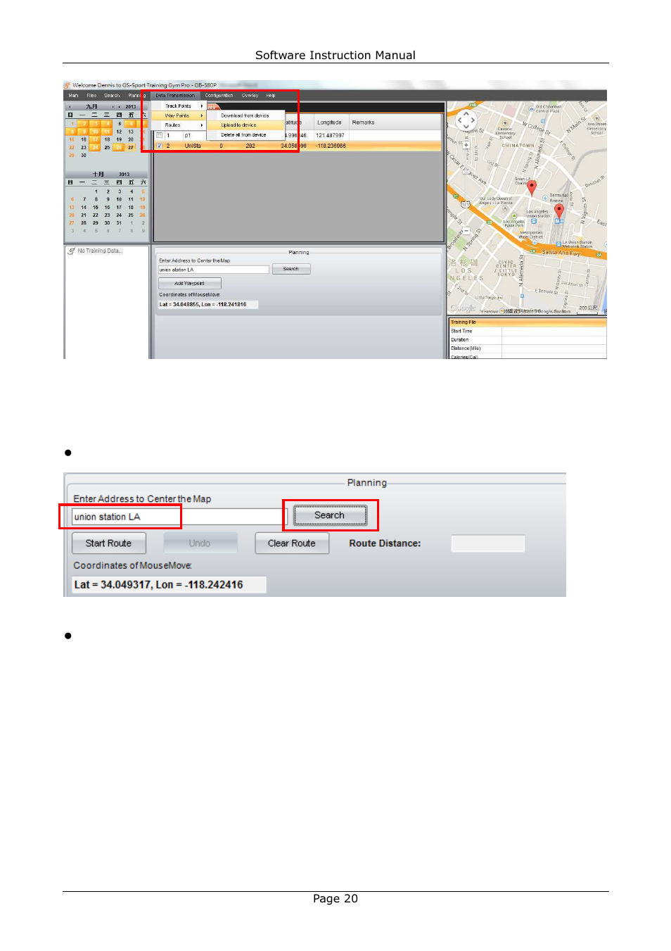 2 routes | GLOBALSAT Training Gym Pro v1.2 Instruction Manual User Manual | Page 20 / 39