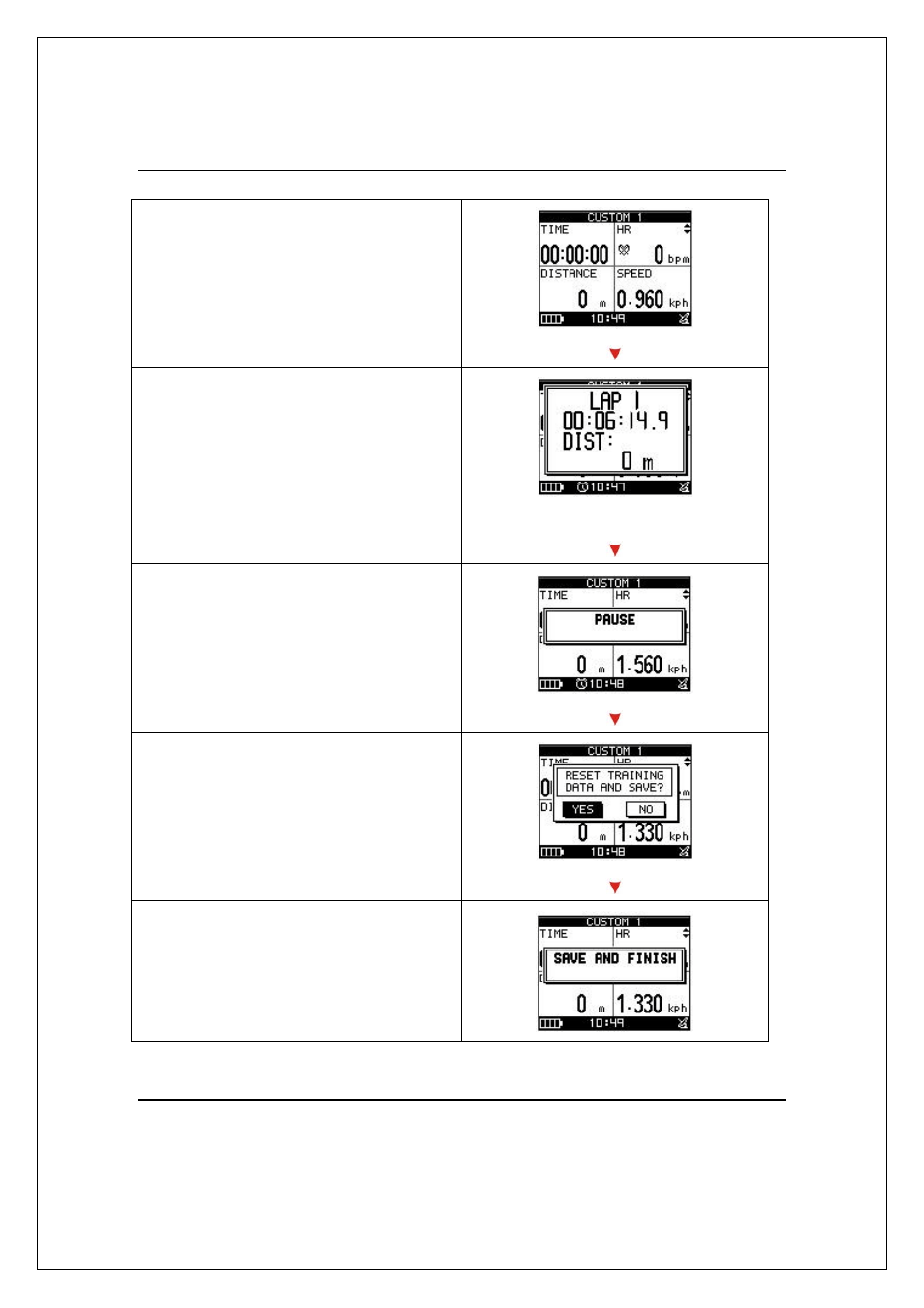 How to start your training and save data | GLOBALSAT GH-625XT v3.0 Quick Start User Manual | Page 7 / 17