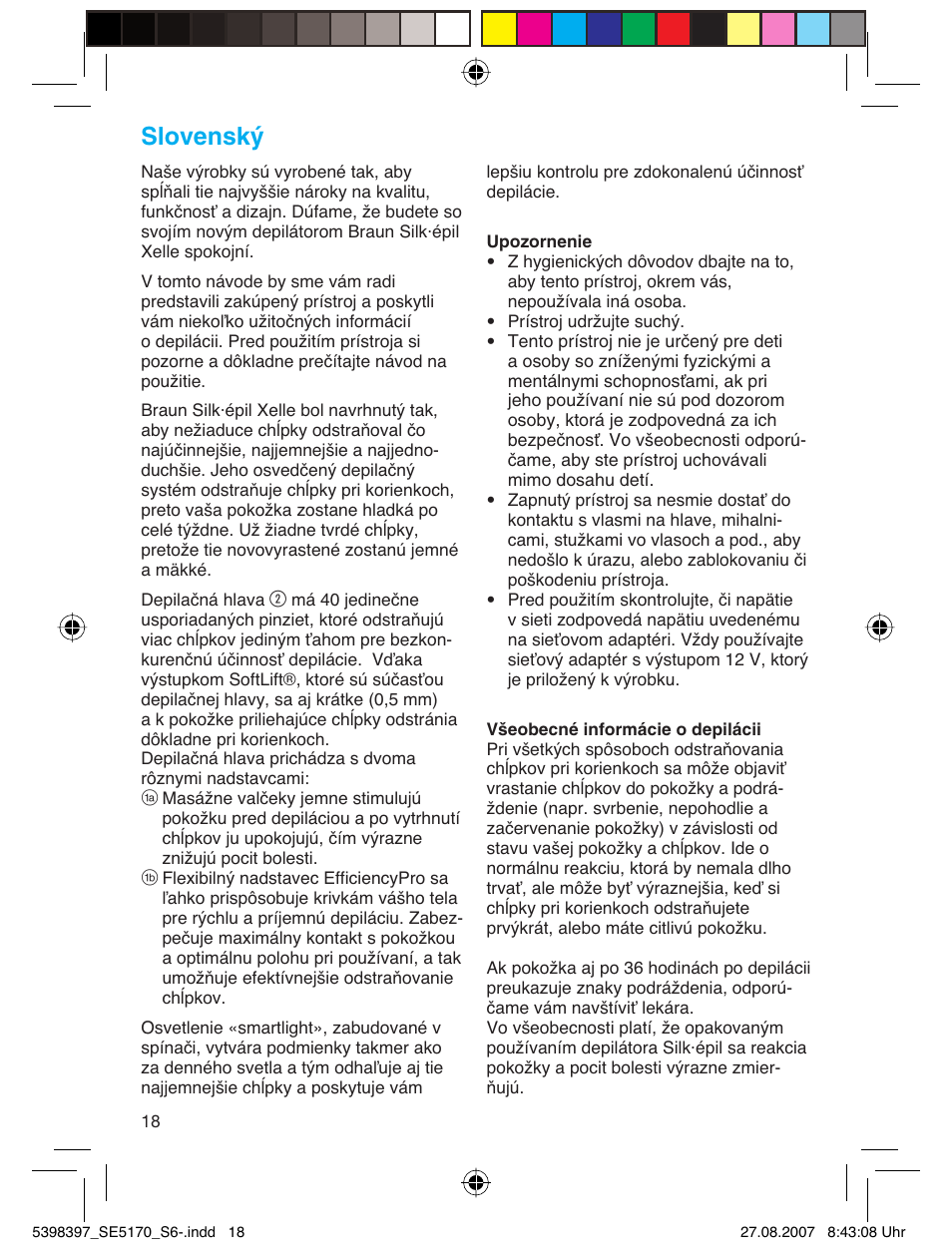Slovenský | Braun 5270 User Manual | Page 17 / 67