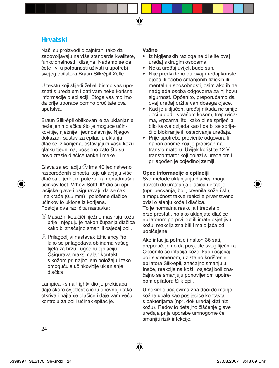 Hrvatski | Braun 5270 User Manual | Page 23 / 67