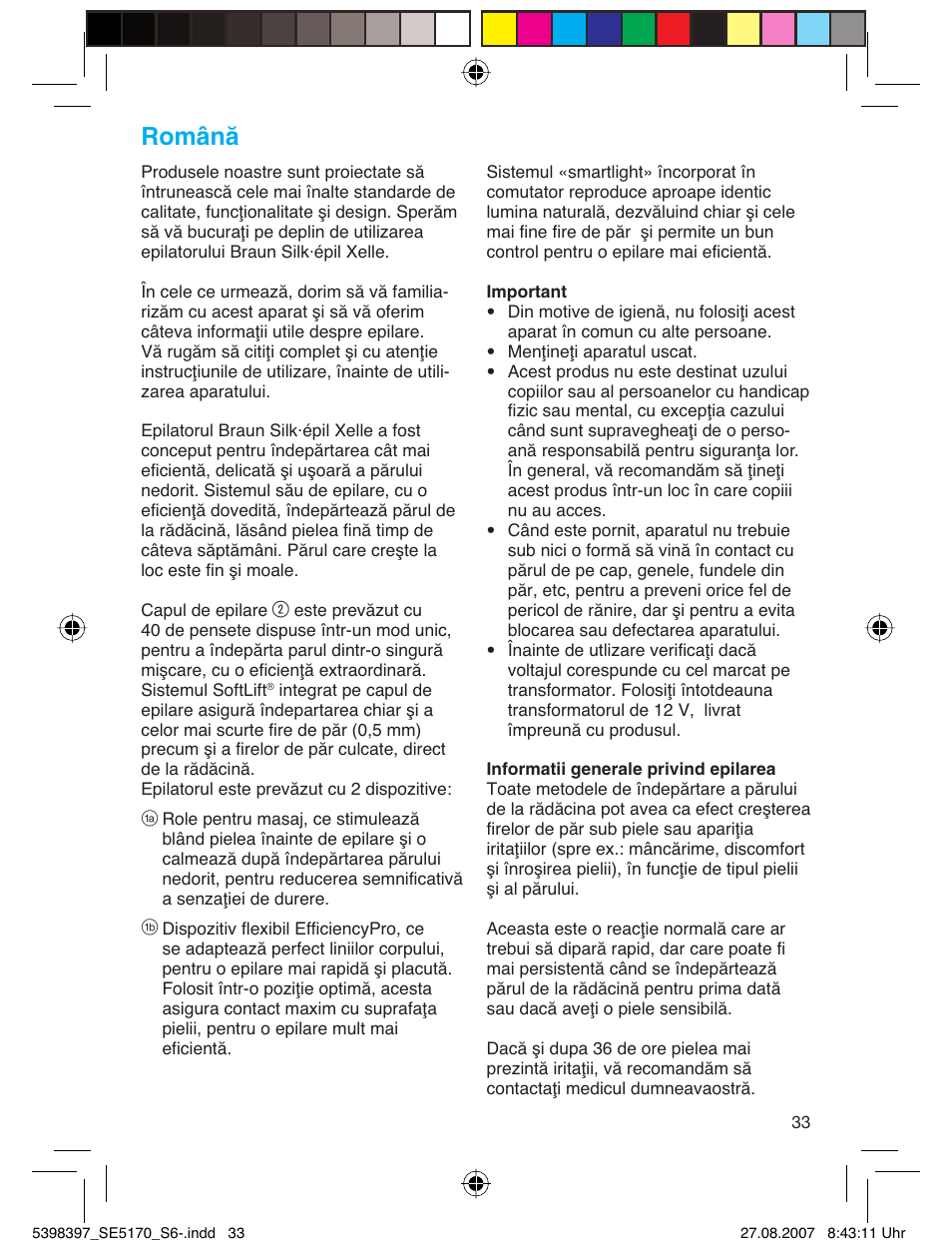 Română | Braun 5270 User Manual | Page 32 / 67