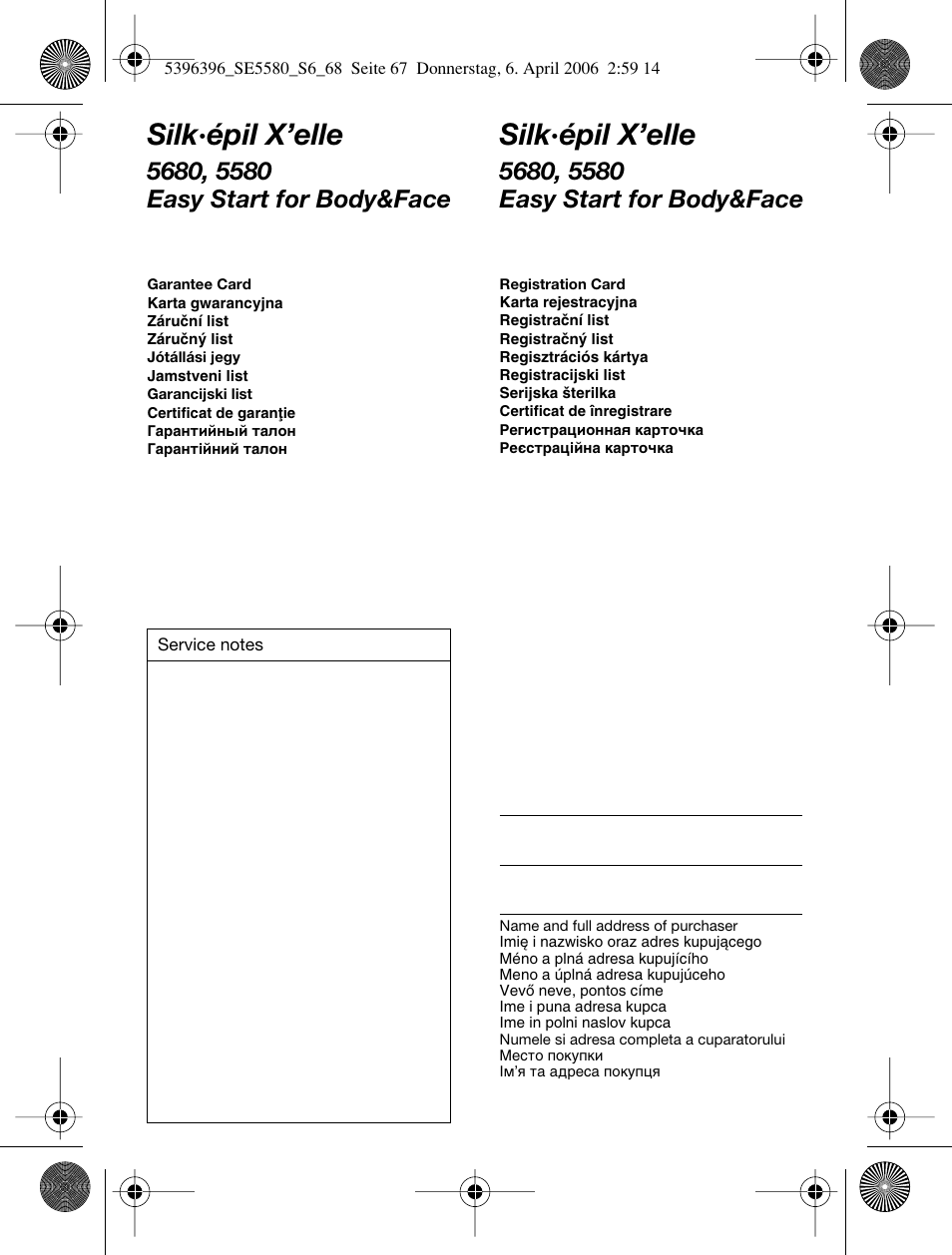 Silk·épil x’elle | Braun 5680 User Manual | Page 66 / 67