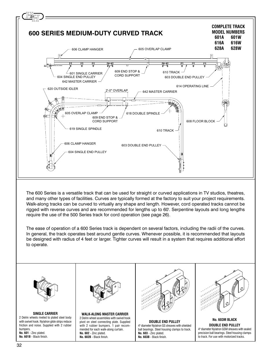 600 series medium-duty curved track | H&H Specialties 600 Series Track Installation Instructions User Manual | Page 4 / 7