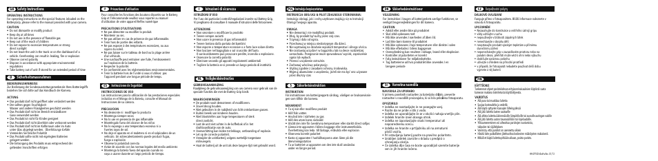 Fin cz bezpe č nostní pokyny, Si varostna navodila, Nl veiligheidsinstructies | Iistruzioni di sicurezza, Dsicherheitsmassnahmen, Gb safety instructions | Hahnel HN-D7100 Battery Grip (for Nikon) User Manual | Page 2 / 2